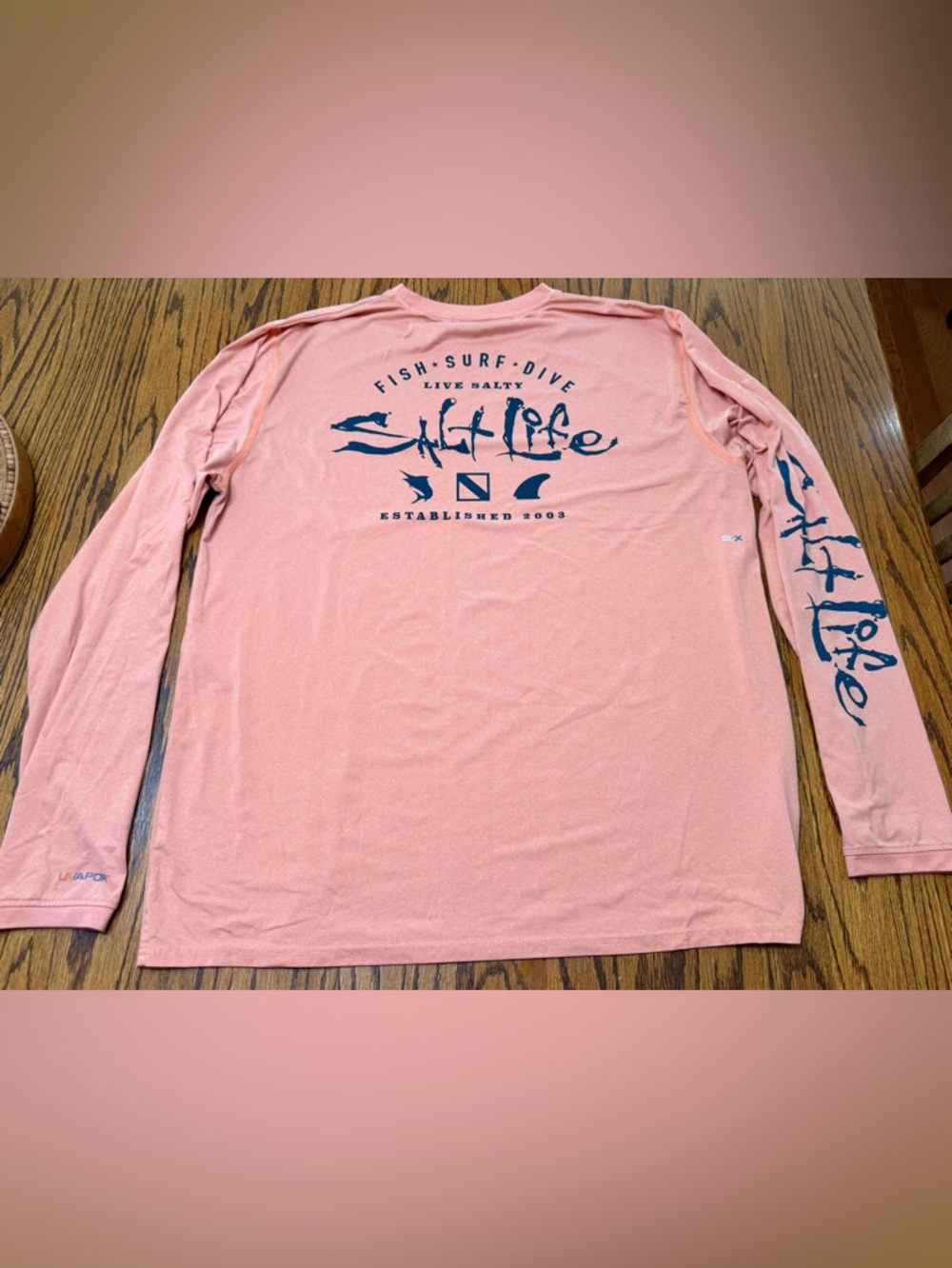 Salt Life SLX Performance Long Sleeve Shirt Orange Fish Surf Dive XL